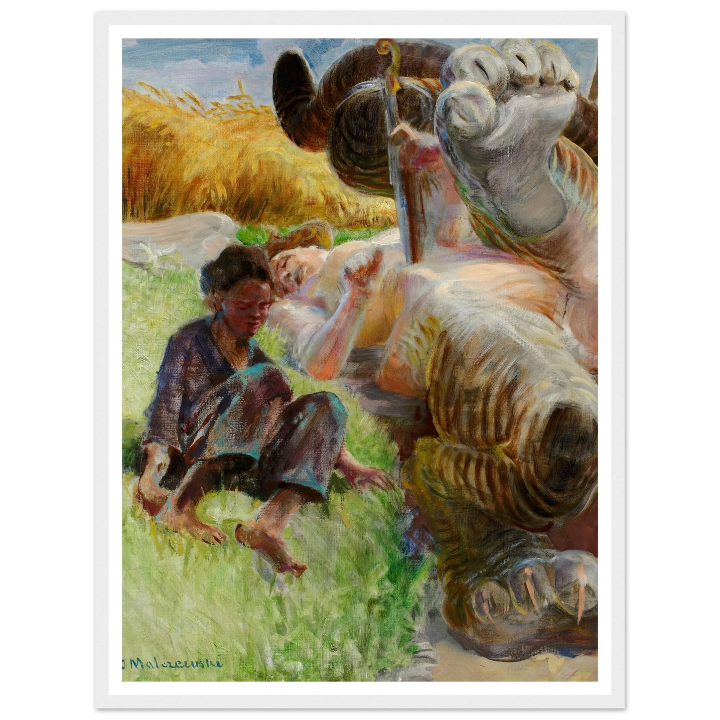 Shepherd boy and a harpy (1904-1906) Art Print | Jacek Malczewski - Framed Poster - 30x40 cm / 12x16″ - Black frame