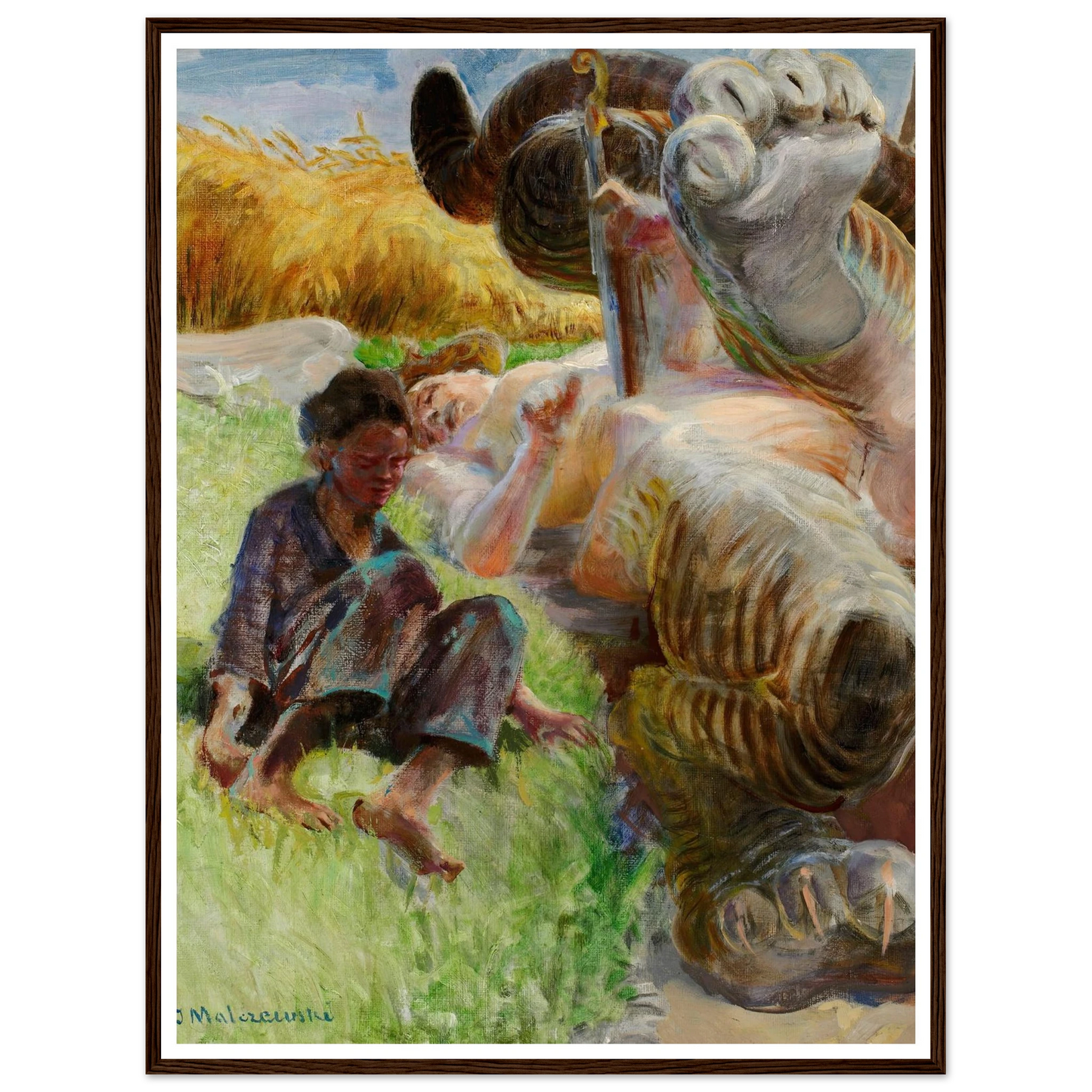 Shepherd boy and a harpy (1904-1906) Art Print | Jacek Malczewski - Framed Poster - 30x40 cm / 12x16″ - Black frame