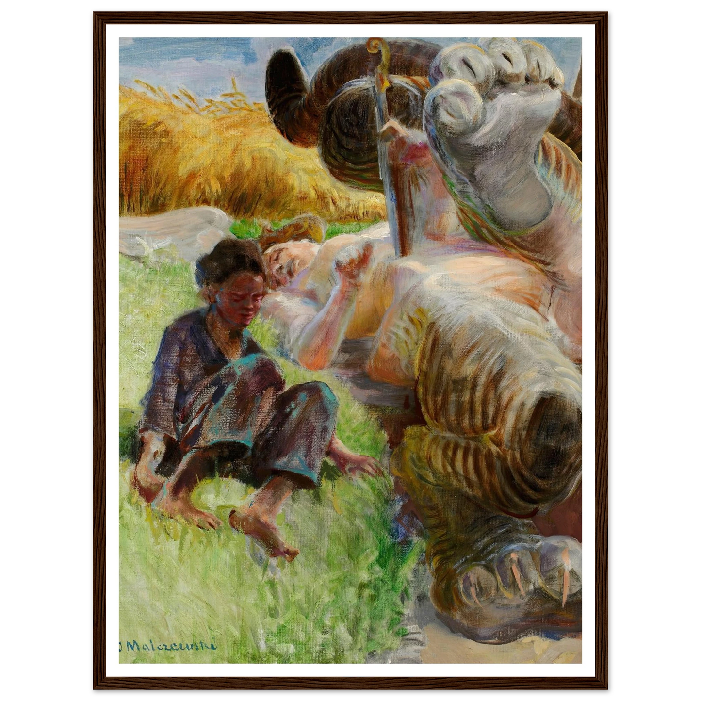 Shepherd boy and a harpy (1904-1906) Art Print | Jacek Malczewski - Framed Poster - 30x40 cm / 12x16″ - Black frame
