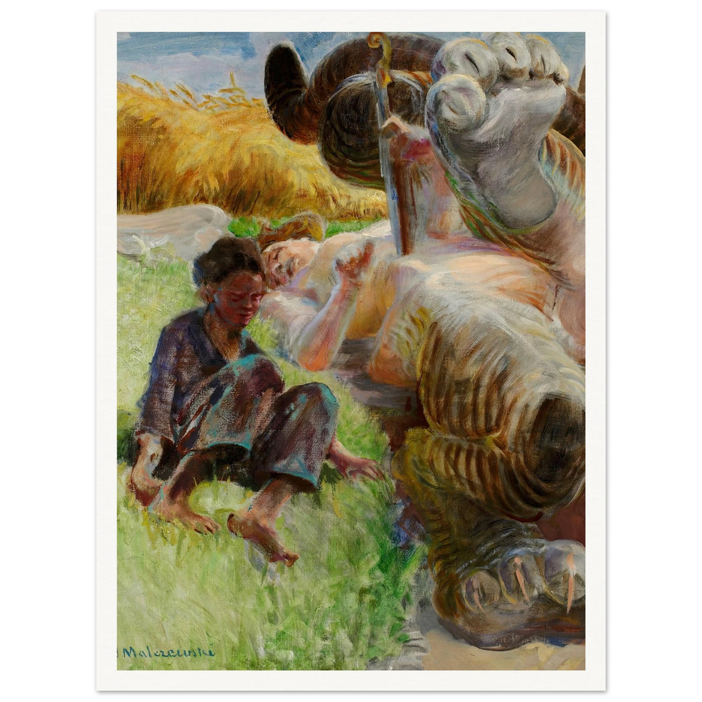 Shepherd boy and a harpy (1904-1906) Art Print | Jacek Malczewski - Framed Poster - 30x40 cm / 12x16″ - Black frame