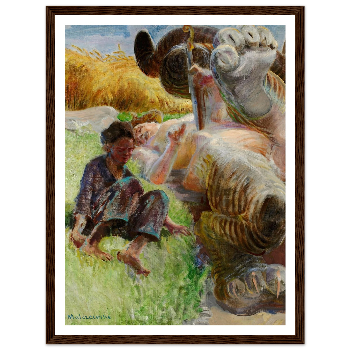 Shepherd boy and a harpy (1904-1906) Art Print | Jacek Malczewski - Framed Poster - 30x40 cm / 12x16″ - Black frame