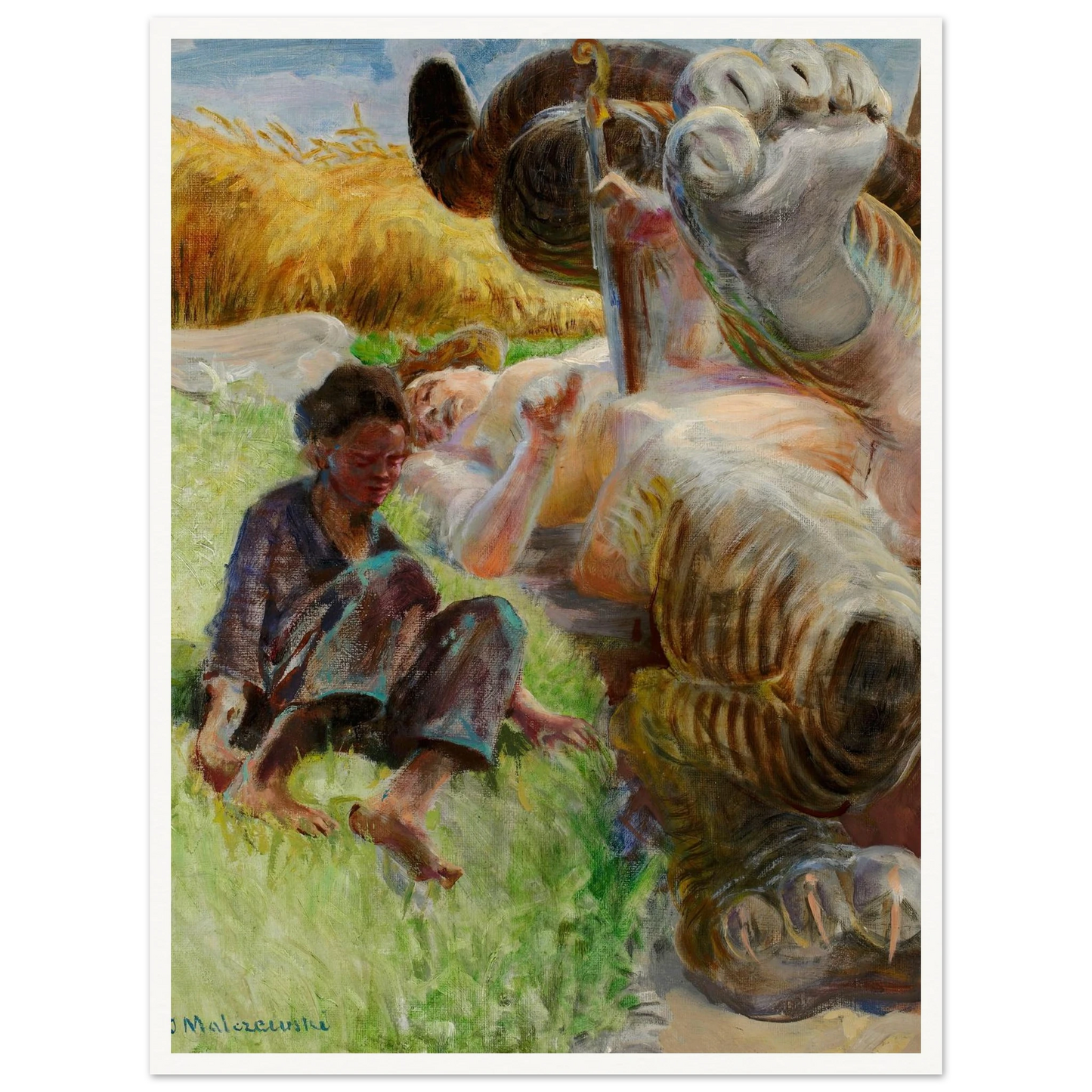 Shepherd boy and a harpy (1904-1906) Art Print | Jacek Malczewski - Framed Poster - 30x40 cm / 12x16″ - Black frame