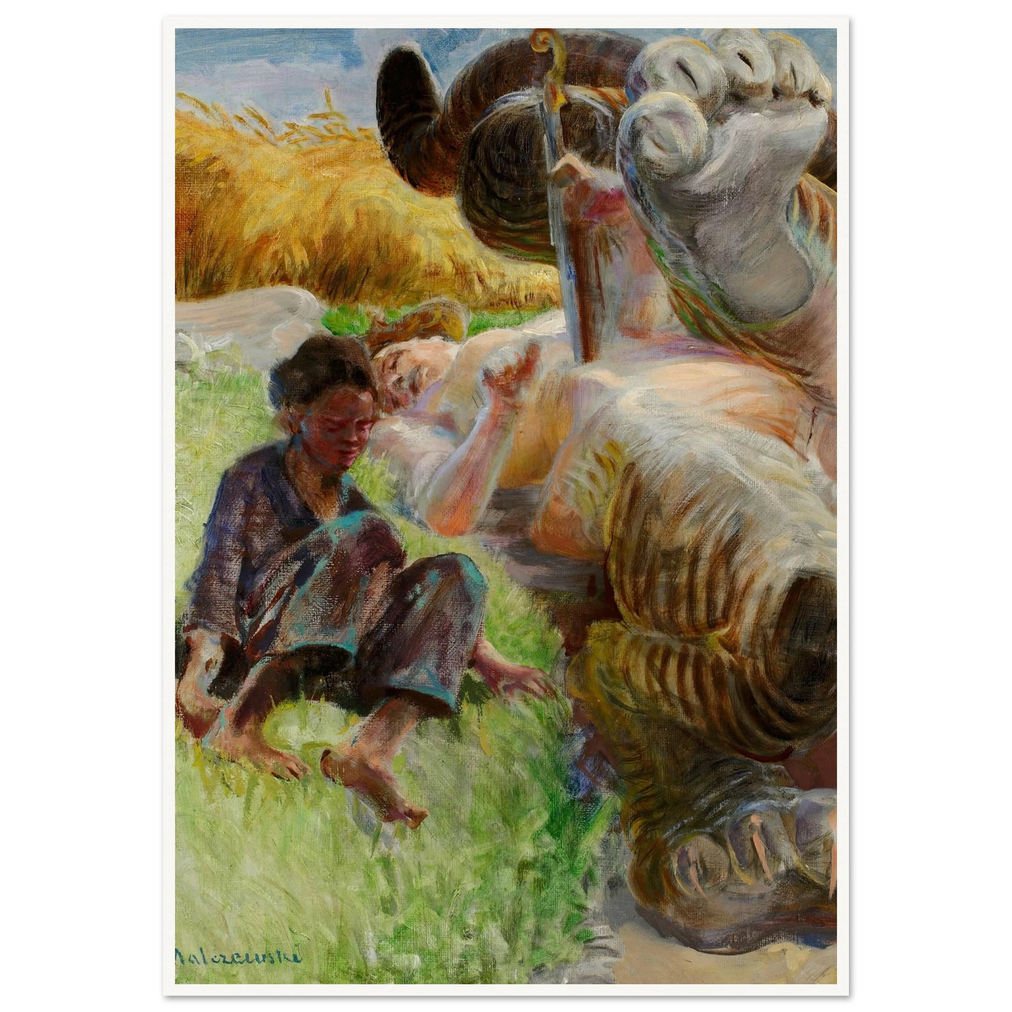 Shepherd boy and a harpy (1904-1906) Art Print | Jacek Malczewski - Framed Poster - 30x40 cm / 12x16″ - Black frame