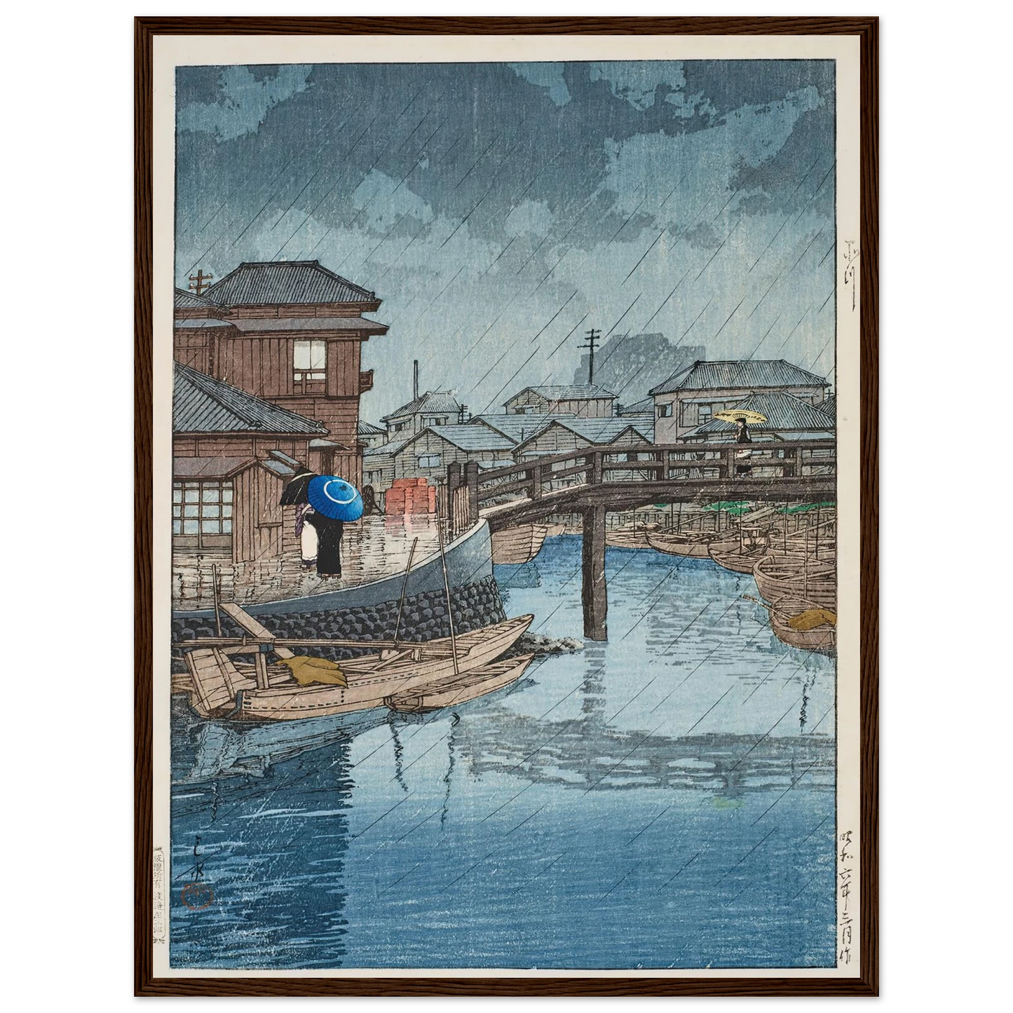 Shinagawa (1931) Art Print | Kawase Hasui - Framed Poster - 30x40 cm / 12x16″ - Black frame