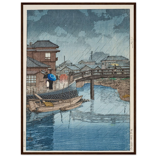 Shinagawa (1931) Art Print | Kawase Hasui - Framed Poster - 30x40 cm / 12x16″ - Black frame