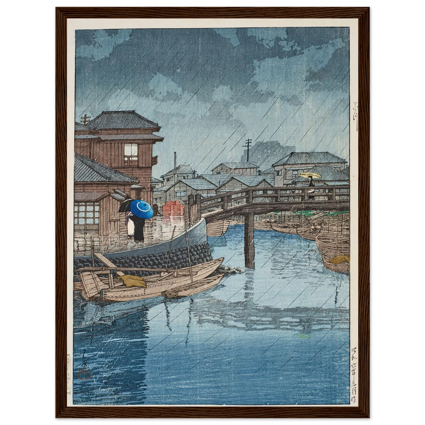 Shinagawa (1931) Art Print | Kawase Hasui - Framed Poster - 30x40 cm / 12x16″ - Black frame