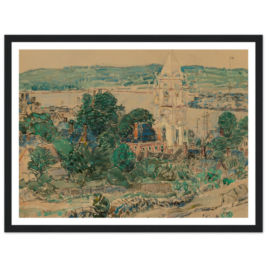 Shingling the First Baptist Church, Gloucester study (1919) Art Print | Childe Hassam - Framed Poster - 30x40 cm / 12x16″ - Black frame