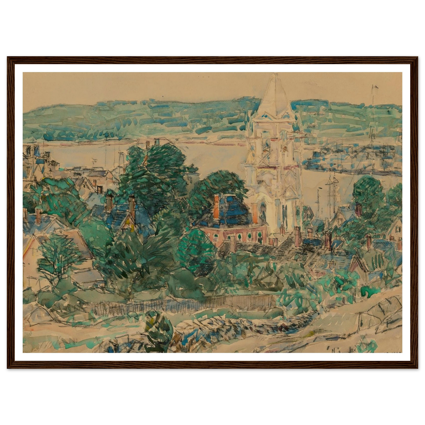 Shingling the First Baptist Church, Gloucester study (1919) Art Print | Childe Hassam - Framed Poster - 30x40 cm / 12x16″ - Black frame