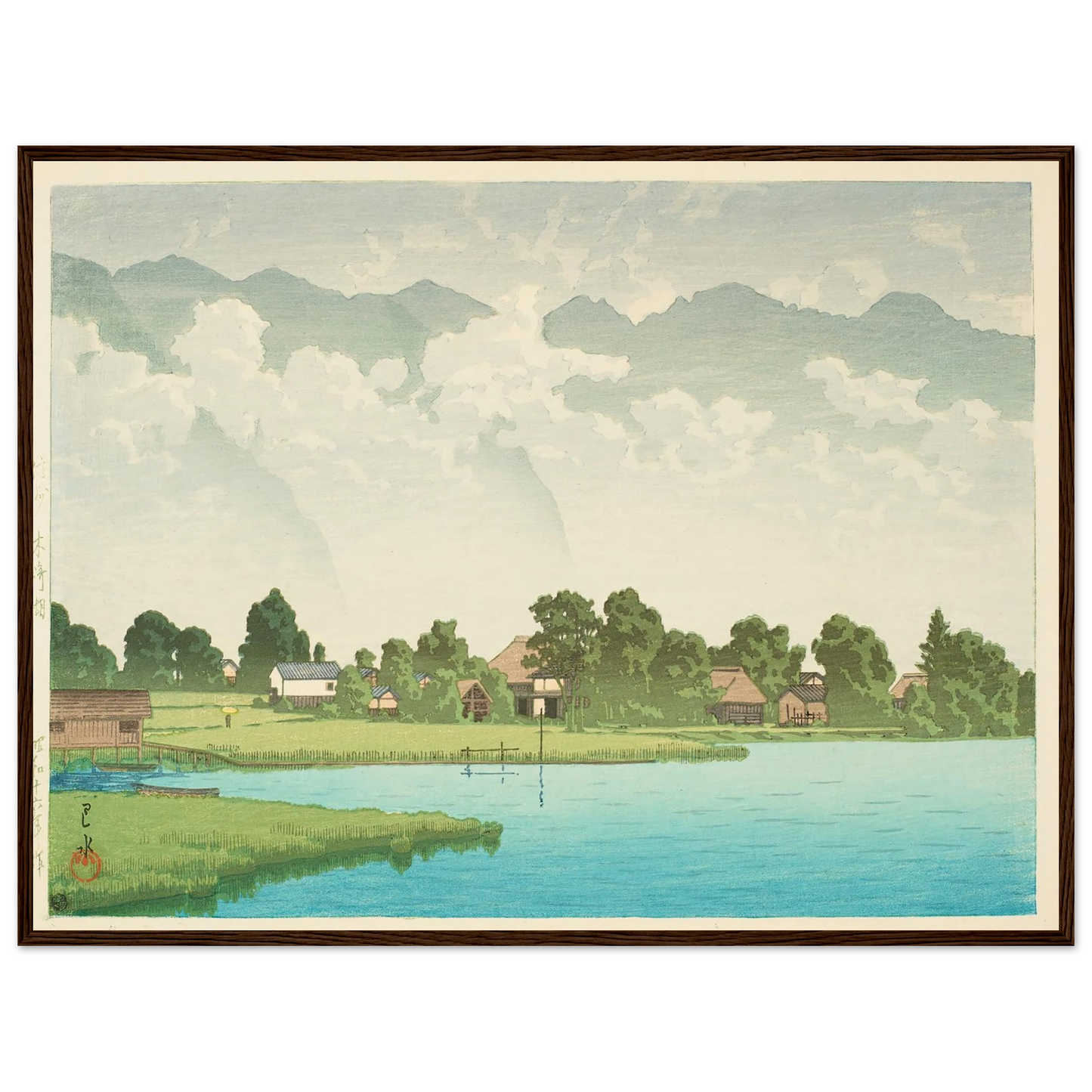 Shinshu Kizakiko (Kizaki Lake in Shinshu) (1941) Art Print | Kawase Hasui - Framed Poster - 30x40 cm / 12x16″ - Black frame