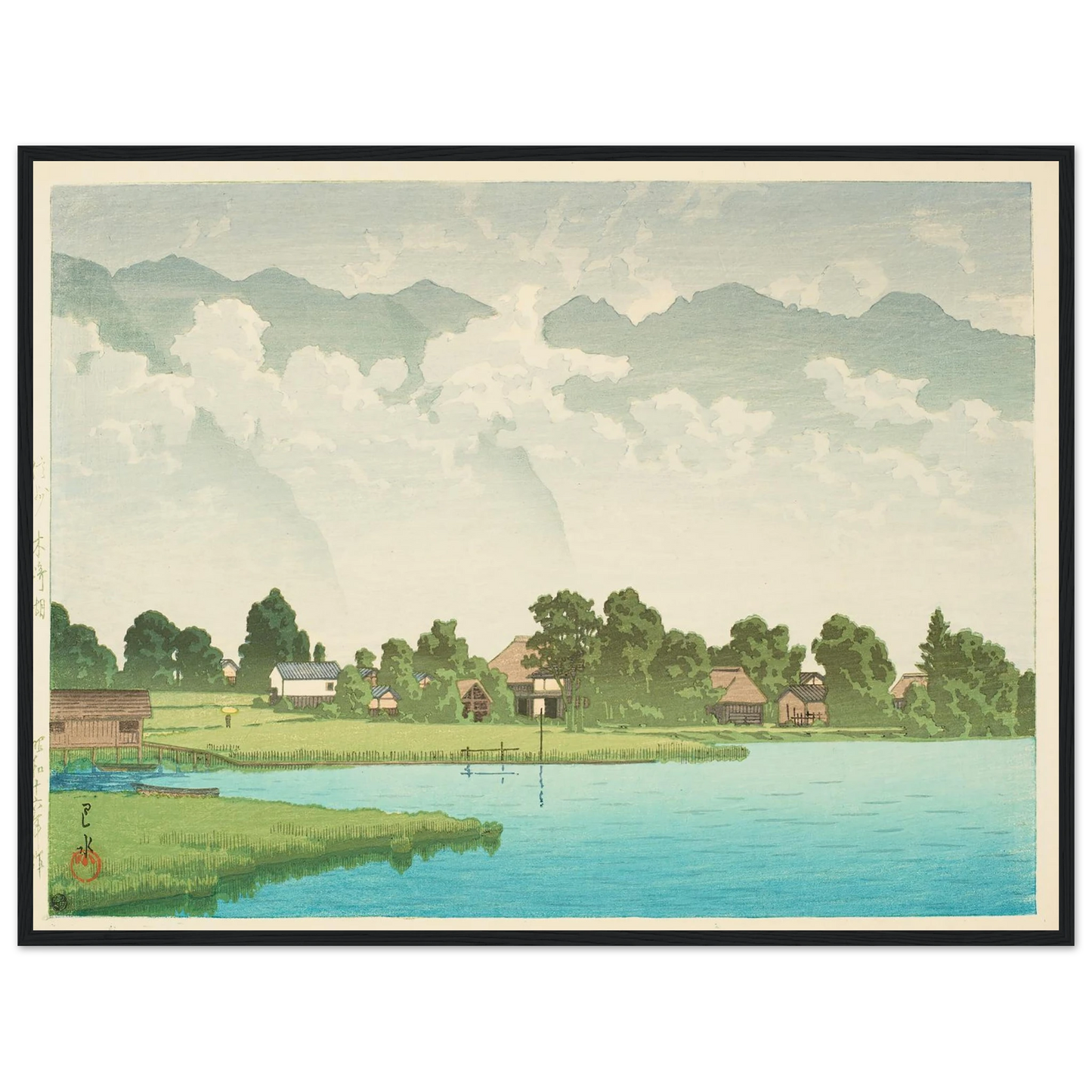 Shinshu Kizakiko (Kizaki Lake in Shinshu) (1941) Art Print | Kawase Hasui - Framed Poster - 30x40 cm / 12x16″ - Black frame