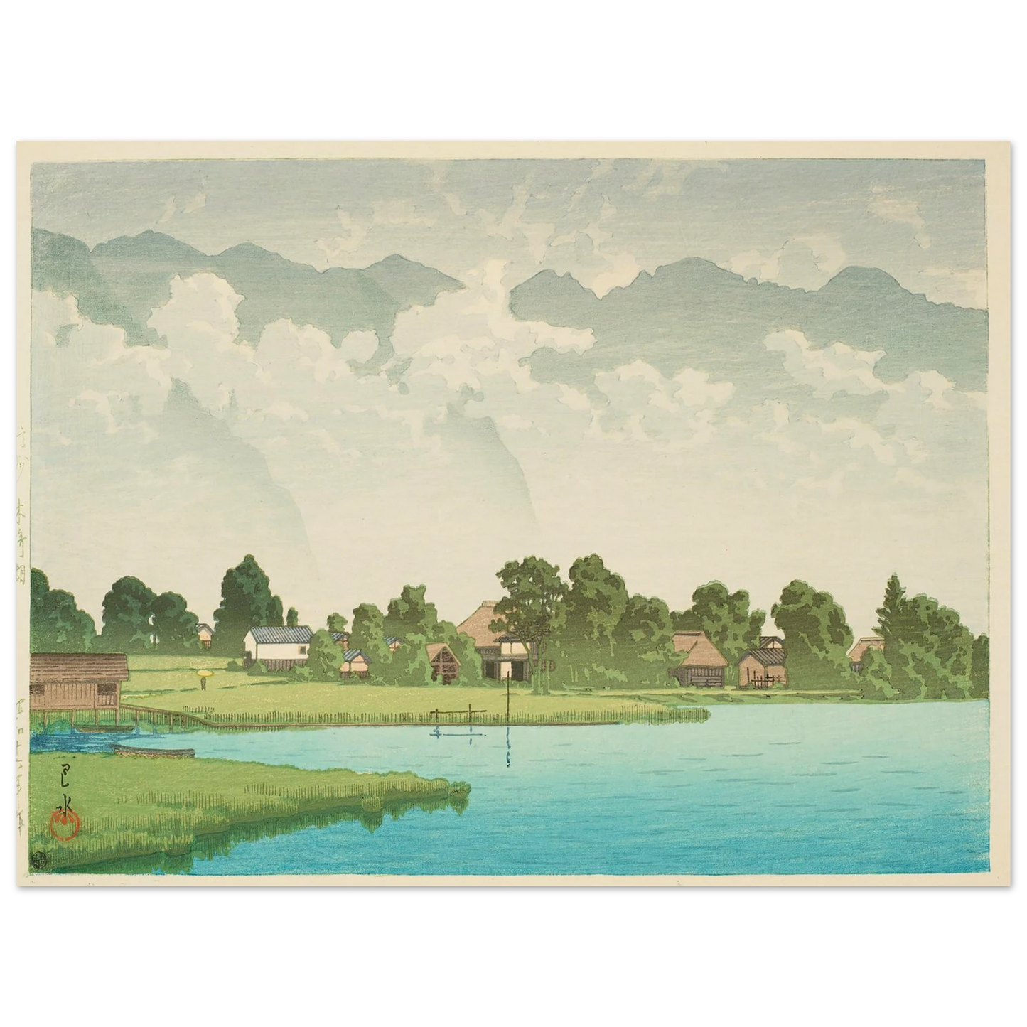 Shinshu Kizakiko (Kizaki Lake in Shinshu) (1941) Art Print | Kawase Hasui - Framed Poster - 30x40 cm / 12x16″ - Black frame