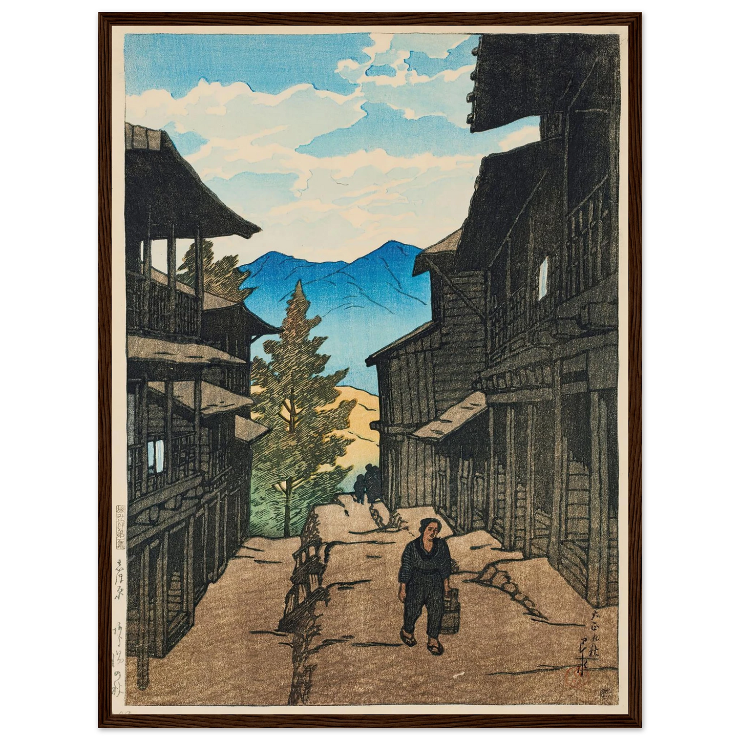 Shiobara Arayu no aki (Autumn in Arayu, Shoibara) (1920) Art Print | Kawase Hasui - Framed Poster - 30x40 cm / 12x16″ - Black frame