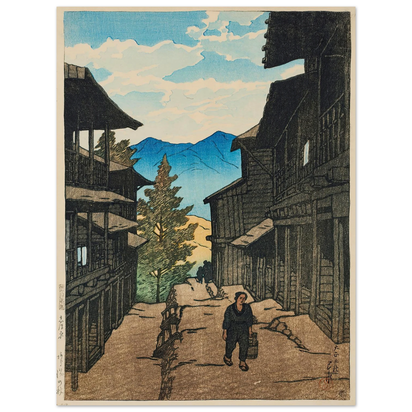 Shiobara Arayu no aki (Autumn in Arayu, Shoibara) (1920) Art Print | Kawase Hasui - Framed Poster - 30x40 cm / 12x16″ - Black frame