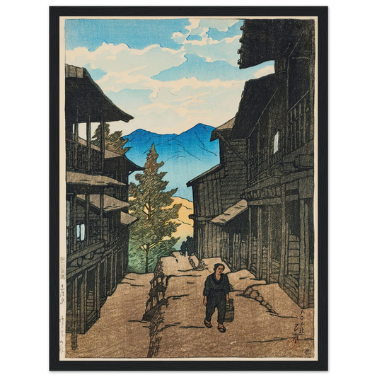 Shiobara Arayu no aki (Autumn in Arayu, Shoibara) (1920) Art Print | Kawase Hasui - Framed Poster - 30x40 cm / 12x16″ - Black frame