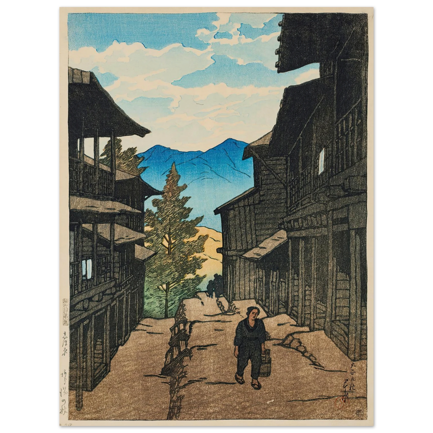Shiobara Arayu no aki (Autumn in Arayu, Shoibara) (1920) Art Print | Kawase Hasui - Framed Poster - 30x40 cm / 12x16″ - Black frame