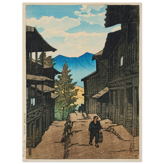 Shiobara Arayu no aki (Autumn in Arayu, Shoibara) (1920) Art Print | Kawase Hasui - Framed Poster - 30x40 cm / 12x16″ - Black frame