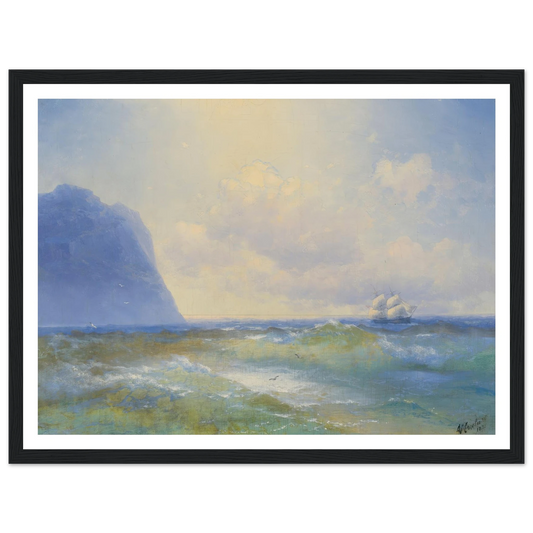 Ship At Sea ( 1895) Art Print | Ivan Konstantinovich Aivazovsky - Framed Poster - 30x40 cm / 12x16″ - Black frame