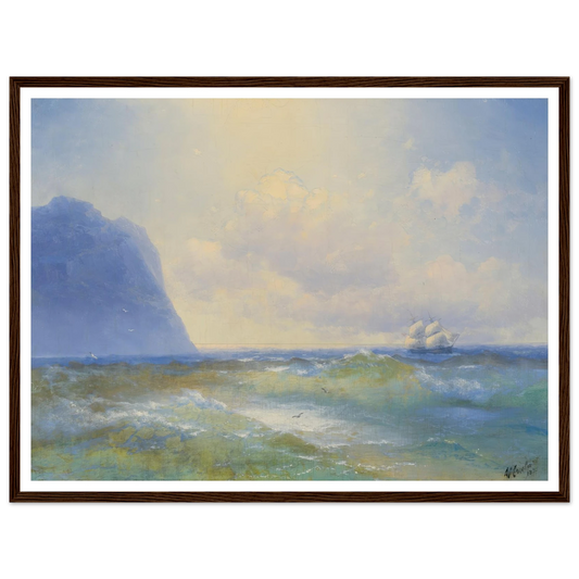 Ship At Sea ( 1895) Art Print | Ivan Konstantinovich Aivazovsky - Framed Poster - 30x40 cm / 12x16″ - Black frame