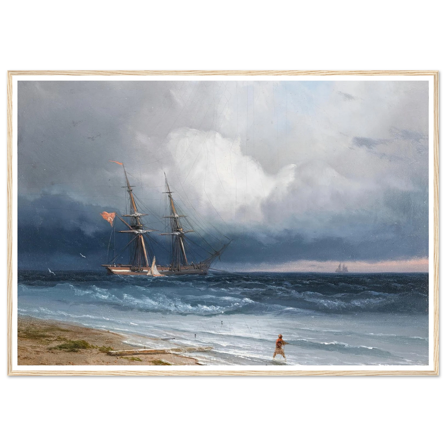 Ship by the Shore (1861) Art Print | Ivan Konstantinovich Aivazovsky - Framed Poster - 30x40 cm / 12x16″ - Black frame