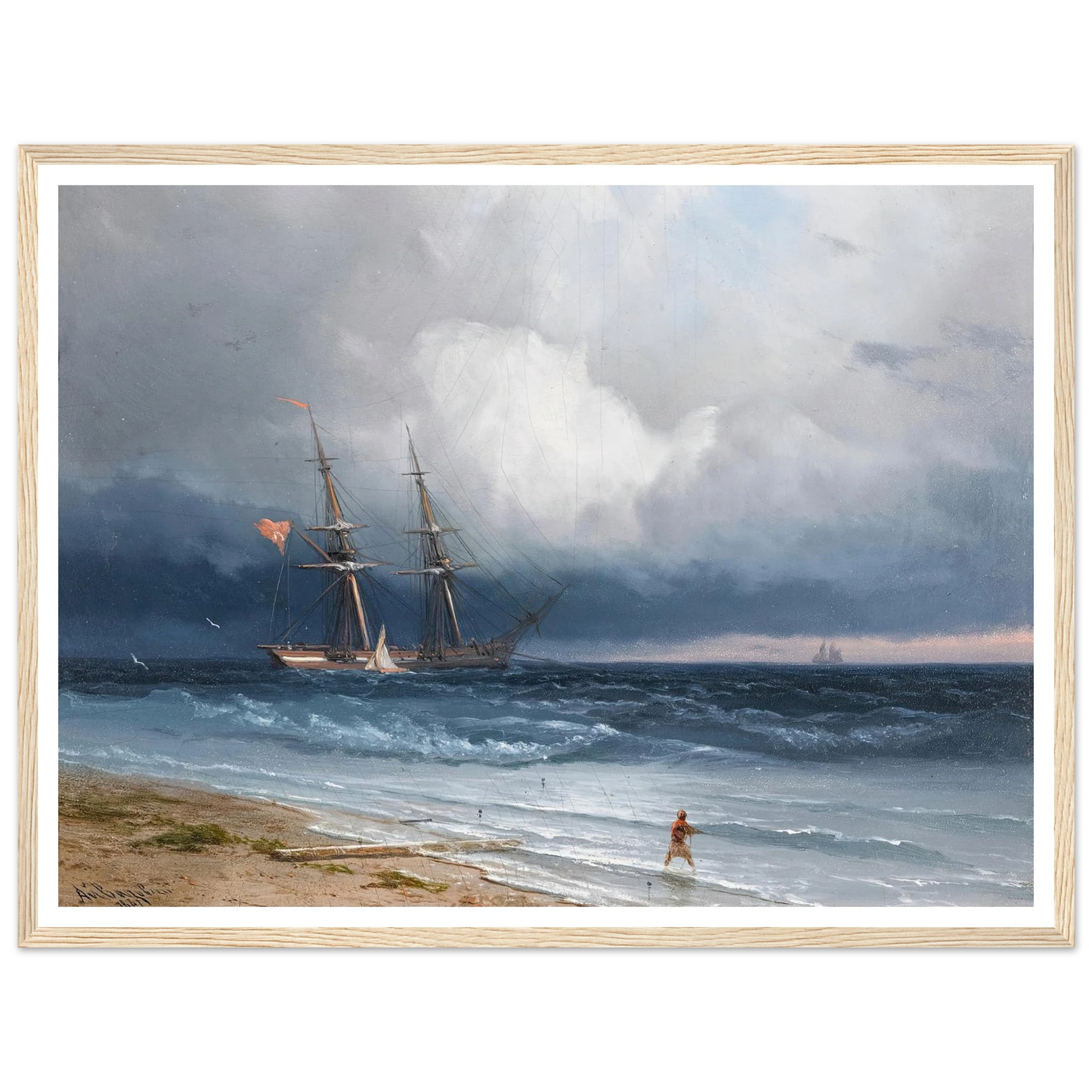 Ship by the Shore (1861) Art Print | Ivan Konstantinovich Aivazovsky - Framed Poster - 30x40 cm / 12x16″ - Black frame