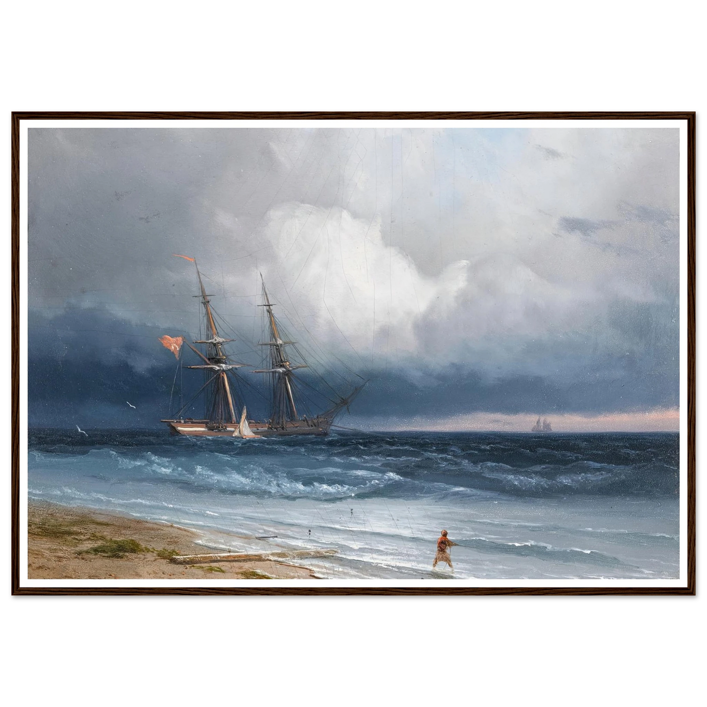Ship by the Shore (1861) Art Print | Ivan Konstantinovich Aivazovsky - Framed Poster - 30x40 cm / 12x16″ - Black frame