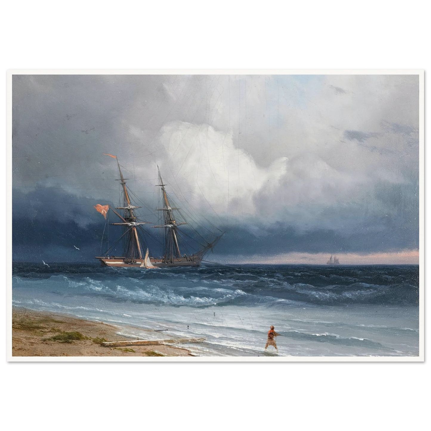 Ship by the Shore (1861) Art Print | Ivan Konstantinovich Aivazovsky - Framed Poster - 30x40 cm / 12x16″ - Black frame
