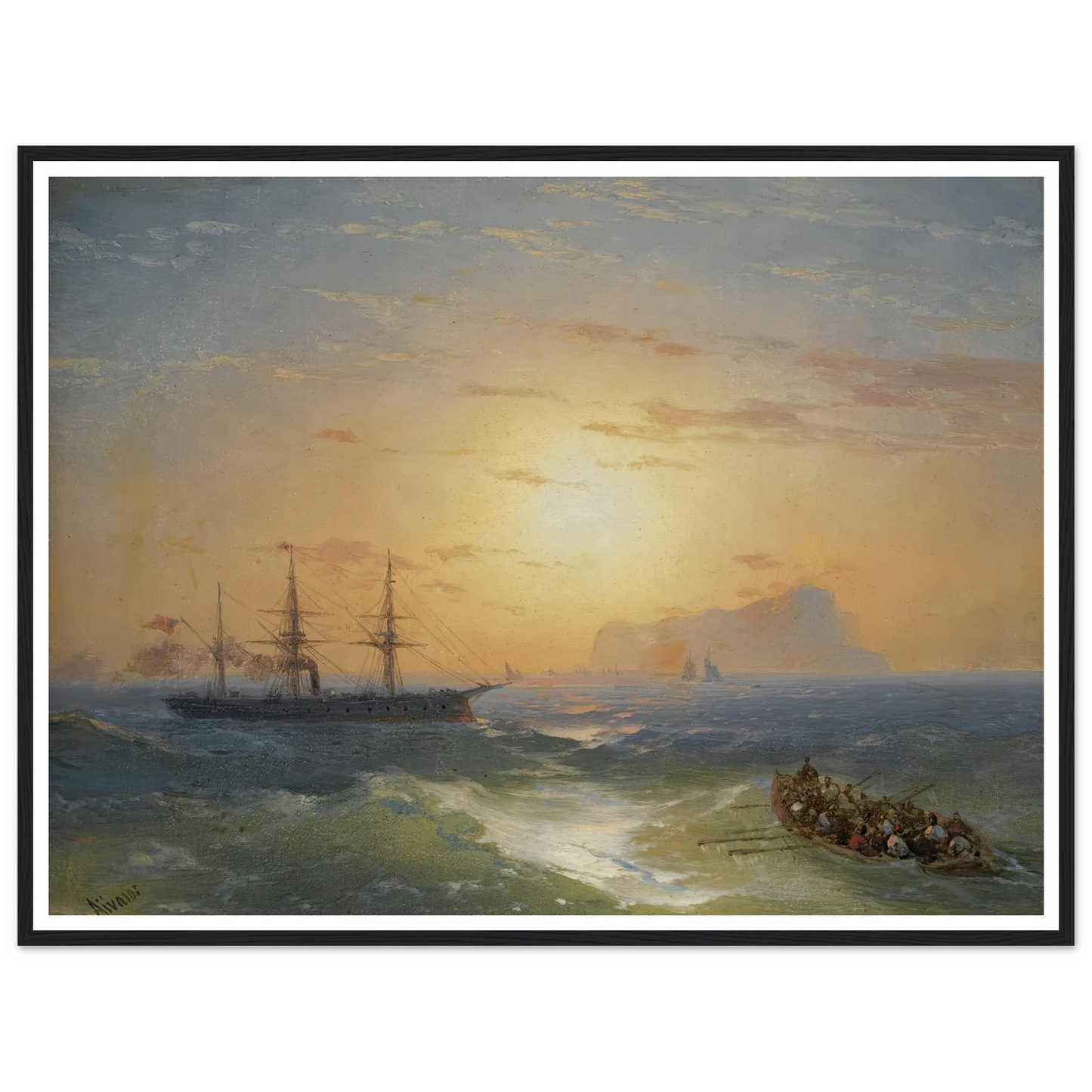 Shipping Off Ischia Art Print | Ivan Konstantinovich Aivazovsky - Framed Poster - 30x40 cm / 12x16″ - Black frame