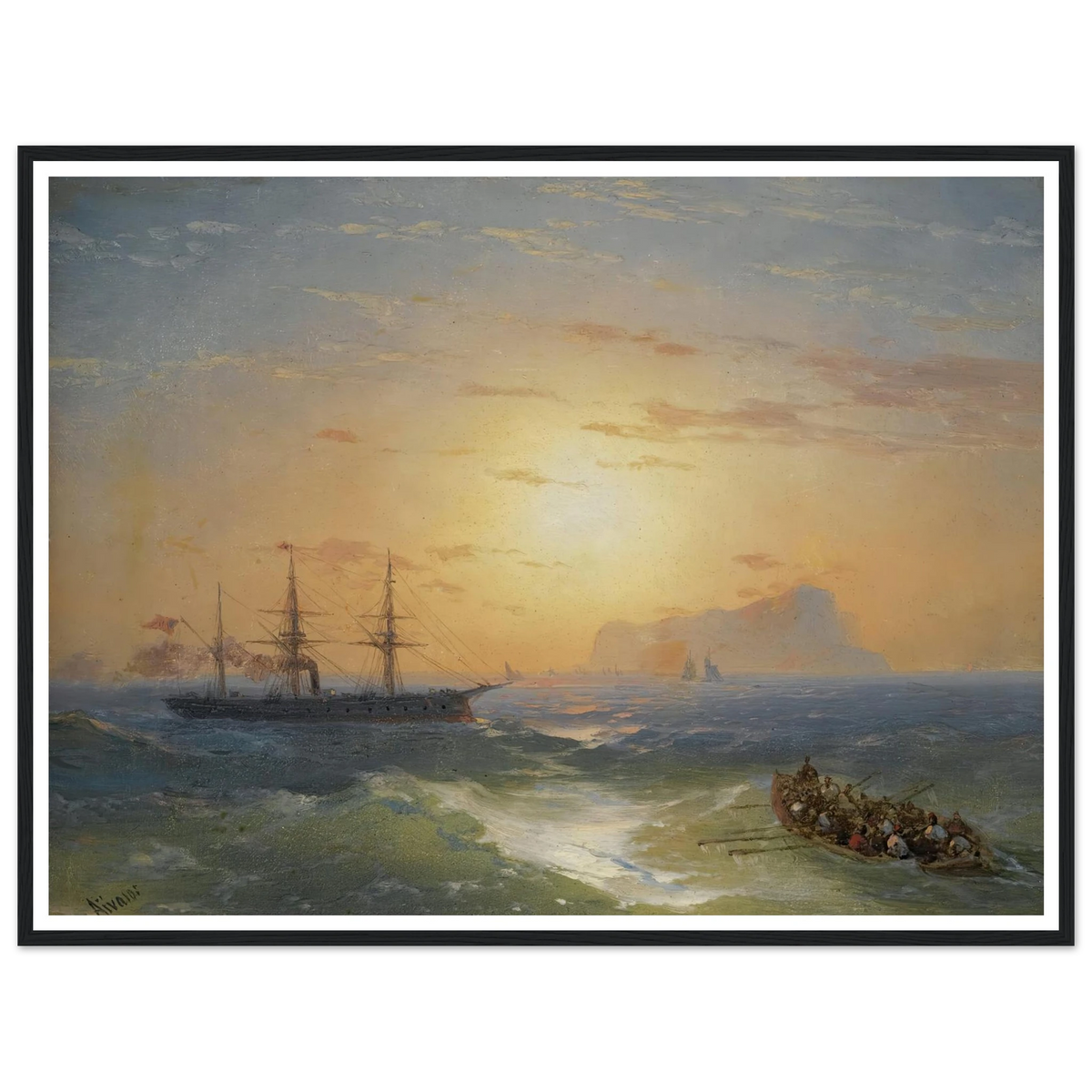 Shipping Off Ischia Art Print | Ivan Konstantinovich Aivazovsky - Framed Poster - 30x40 cm / 12x16″ - Black frame