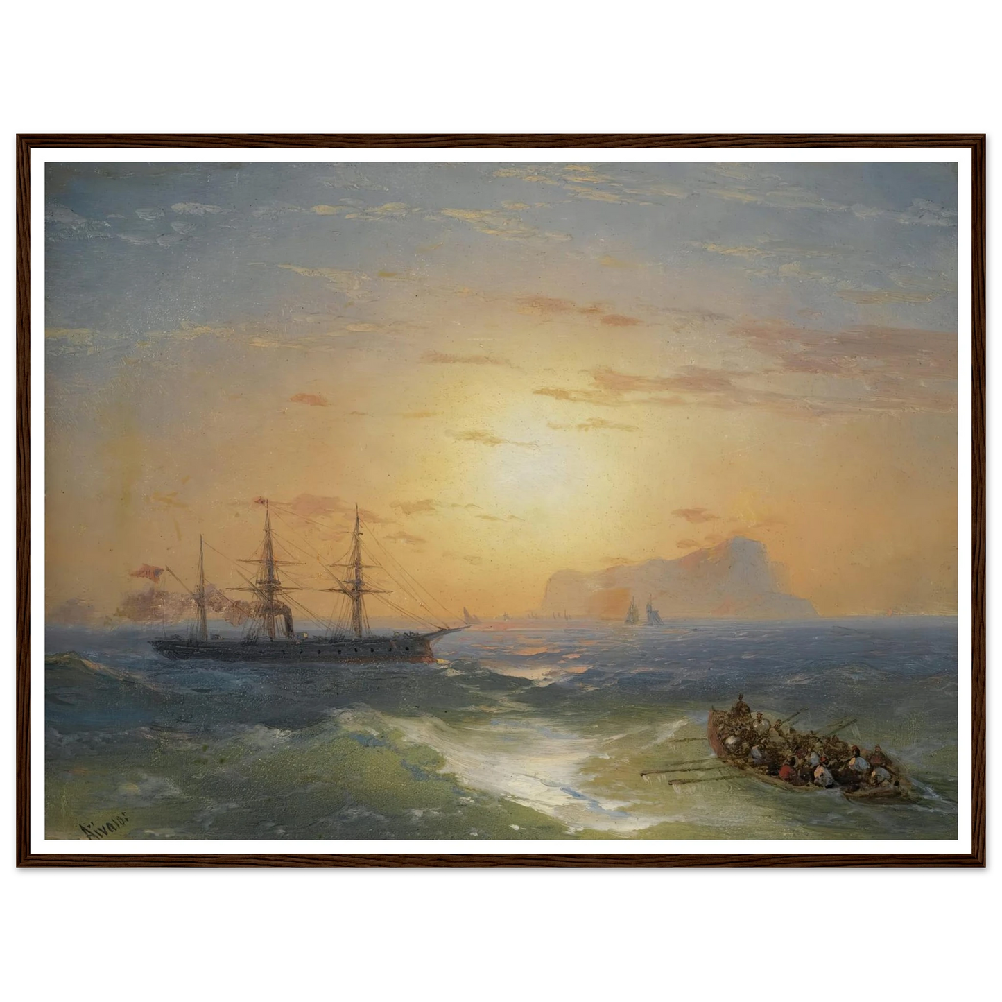 Shipping Off Ischia Art Print | Ivan Konstantinovich Aivazovsky - Framed Poster - 30x40 cm / 12x16″ - Black frame