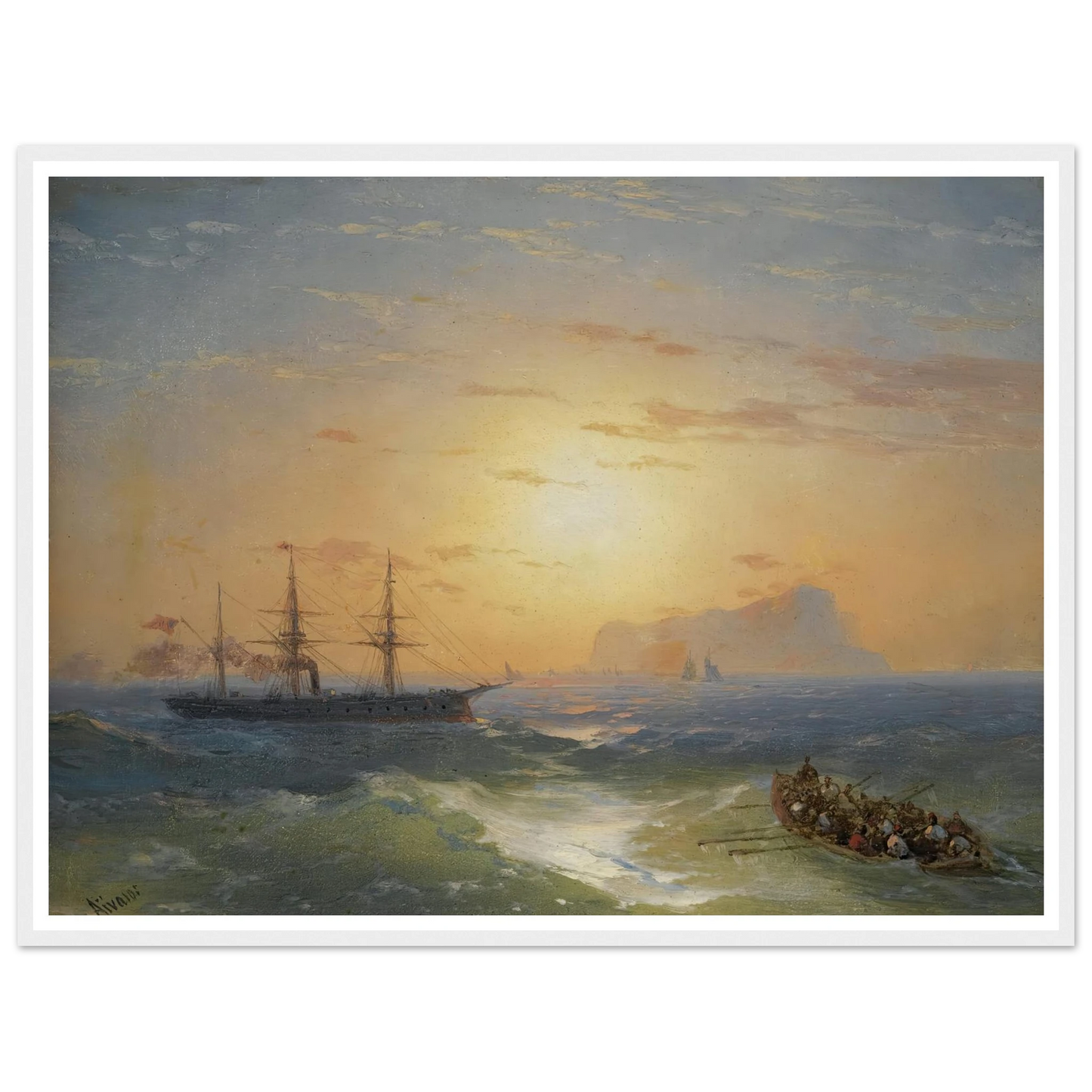 Shipping Off Ischia Art Print | Ivan Konstantinovich Aivazovsky - Framed Poster - 30x40 cm / 12x16″ - Black frame