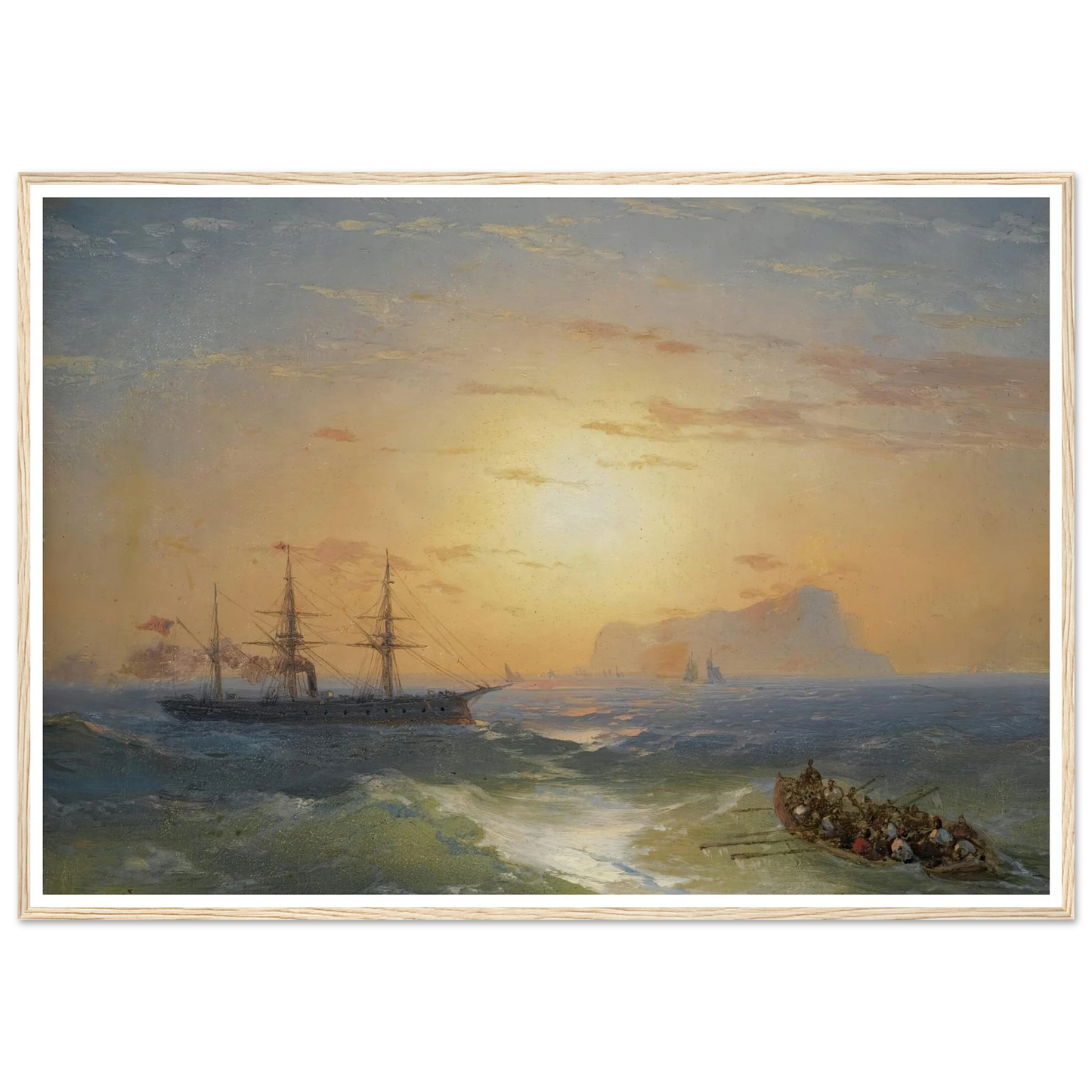 Shipping Off Ischia Art Print | Ivan Konstantinovich Aivazovsky - Framed Poster - 30x40 cm / 12x16″ - Black frame