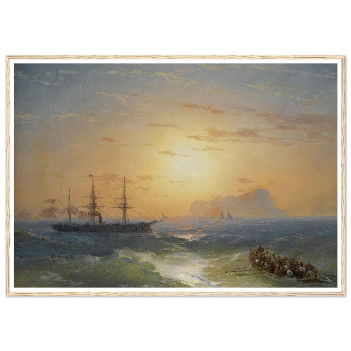 Shipping Off Ischia Art Print | Ivan Konstantinovich Aivazovsky - Framed Poster - 30x40 cm / 12x16″ - Black frame