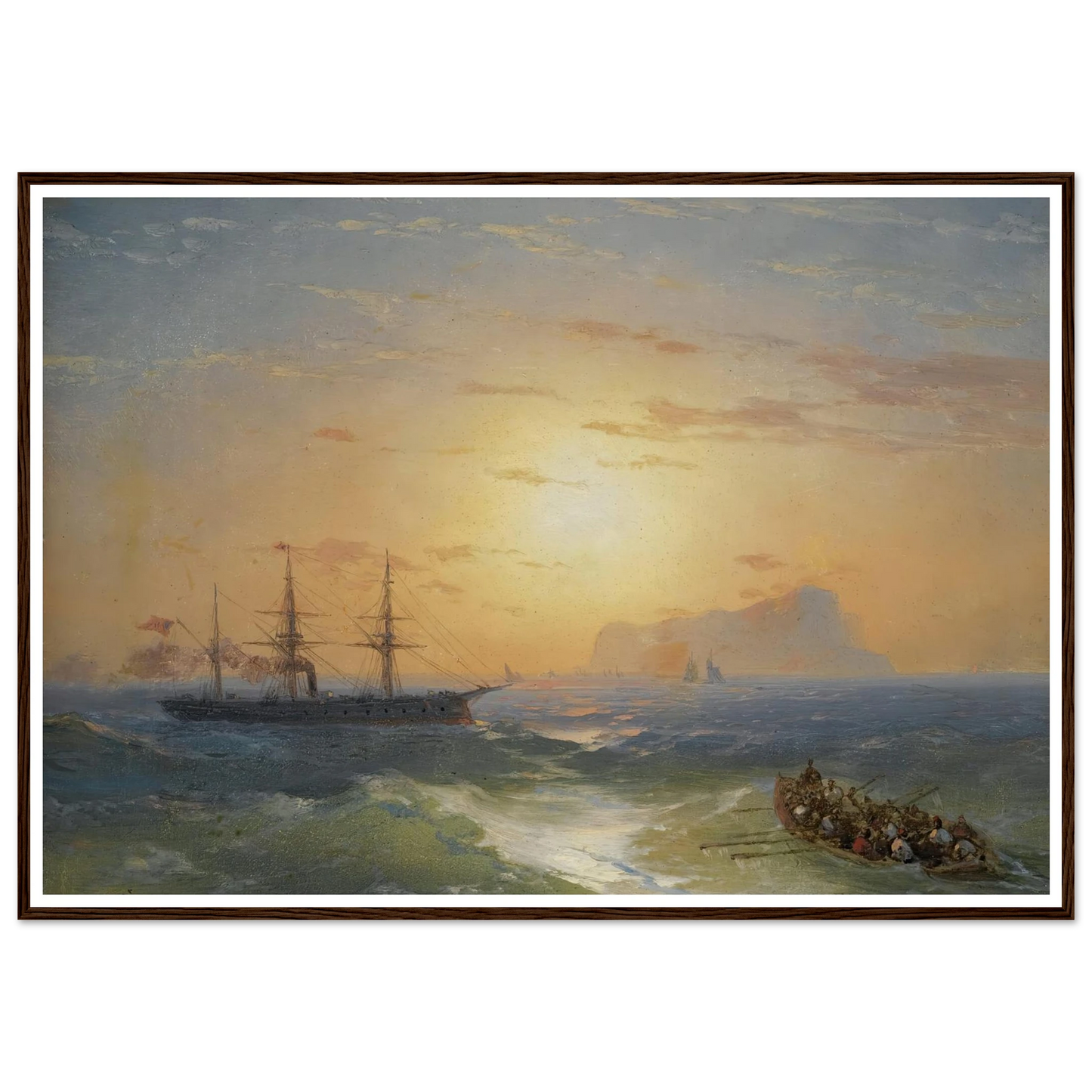 Shipping Off Ischia Art Print | Ivan Konstantinovich Aivazovsky - Framed Poster - 30x40 cm / 12x16″ - Black frame