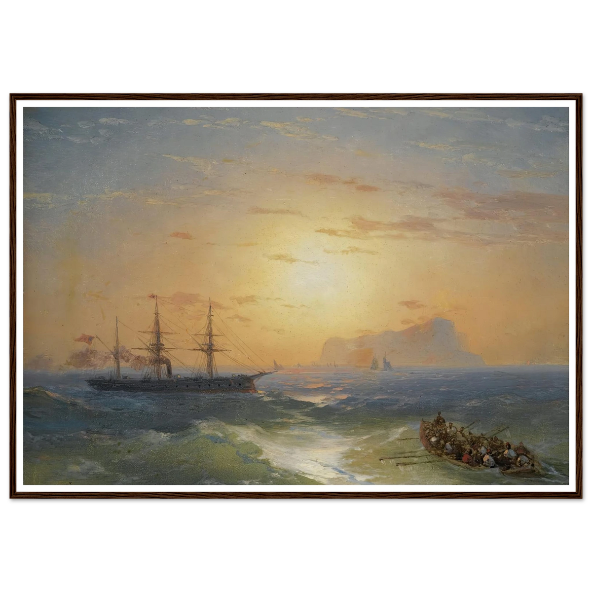 Shipping Off Ischia Art Print | Ivan Konstantinovich Aivazovsky - Framed Poster - 30x40 cm / 12x16″ - Black frame