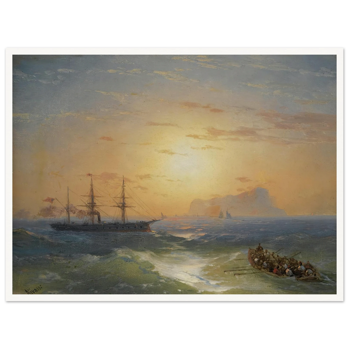 Shipping Off Ischia Art Print | Ivan Konstantinovich Aivazovsky - Framed Poster - 30x40 cm / 12x16″ - Black frame