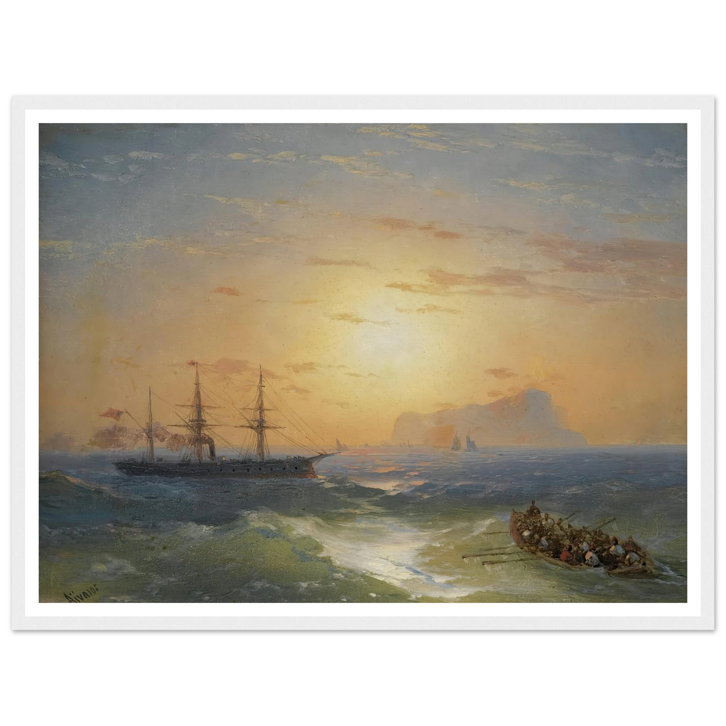 Shipping Off Ischia Art Print | Ivan Konstantinovich Aivazovsky - Framed Poster - 30x40 cm / 12x16″ - Black frame