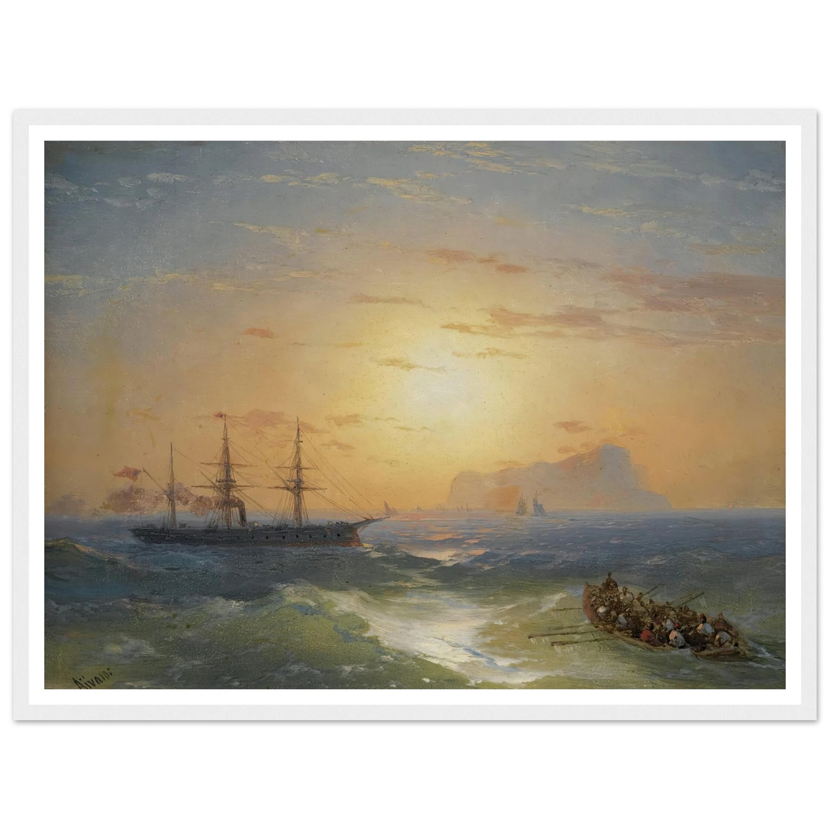 Shipping Off Ischia Art Print | Ivan Konstantinovich Aivazovsky - Framed Poster - 30x40 cm / 12x16″ - Black frame