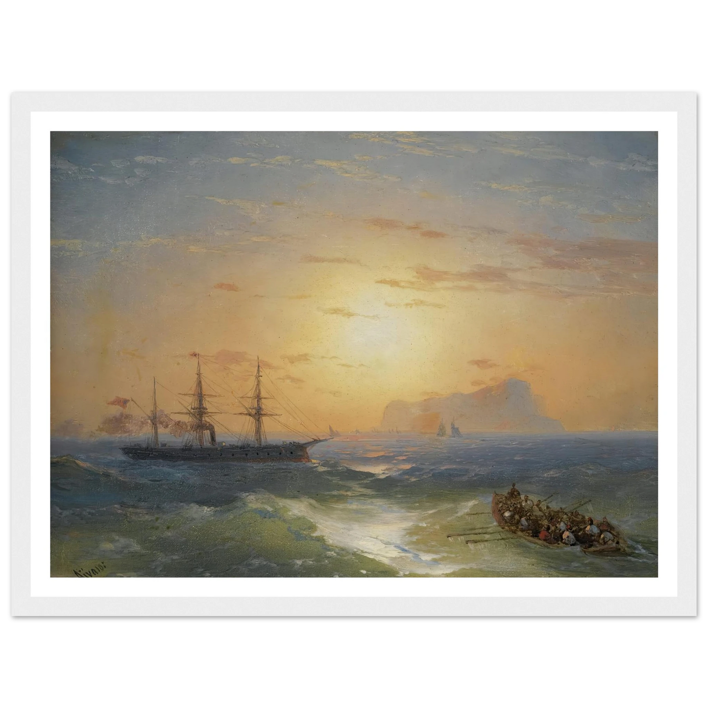 Shipping Off Ischia Art Print | Ivan Konstantinovich Aivazovsky - Framed Poster - 30x40 cm / 12x16″ - Black frame