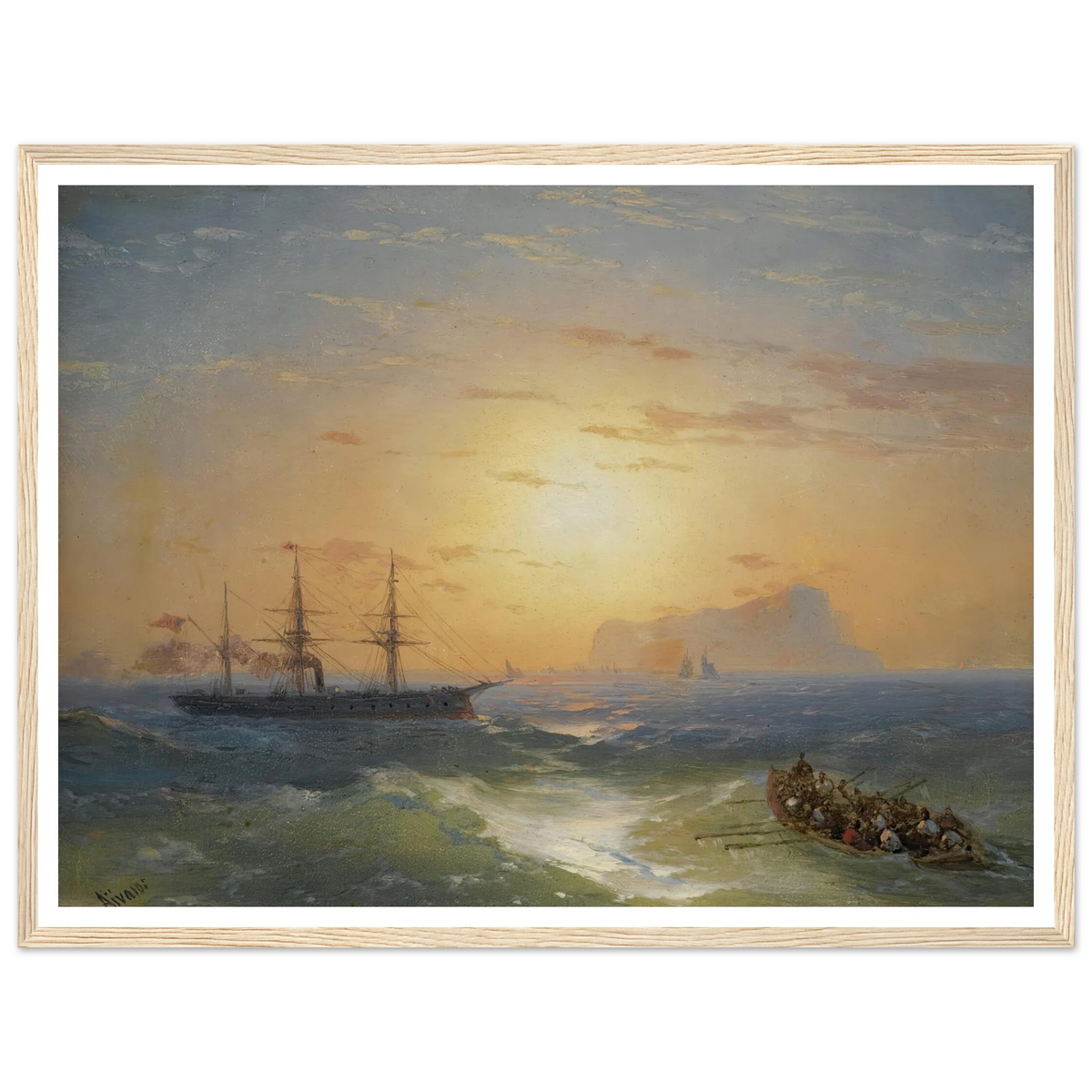 Shipping Off Ischia Art Print | Ivan Konstantinovich Aivazovsky - Framed Poster - 30x40 cm / 12x16″ - Black frame