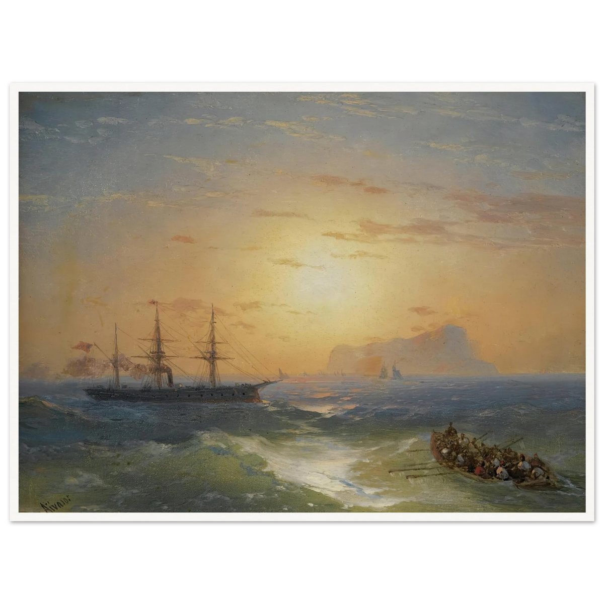 Shipping Off Ischia Art Print | Ivan Konstantinovich Aivazovsky - Framed Poster - 30x40 cm / 12x16″ - Black frame