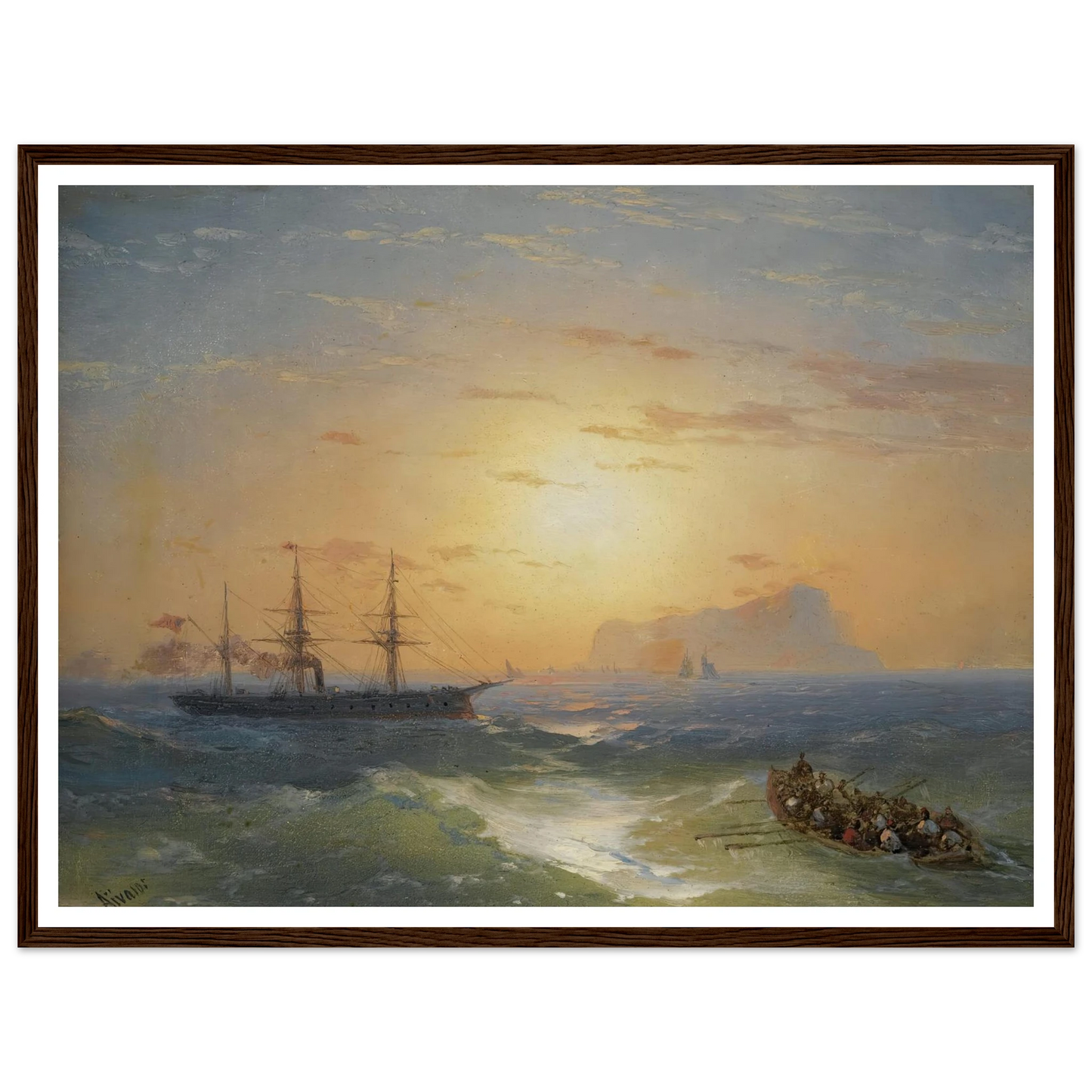 Shipping Off Ischia Art Print | Ivan Konstantinovich Aivazovsky - Framed Poster - 30x40 cm / 12x16″ - Black frame