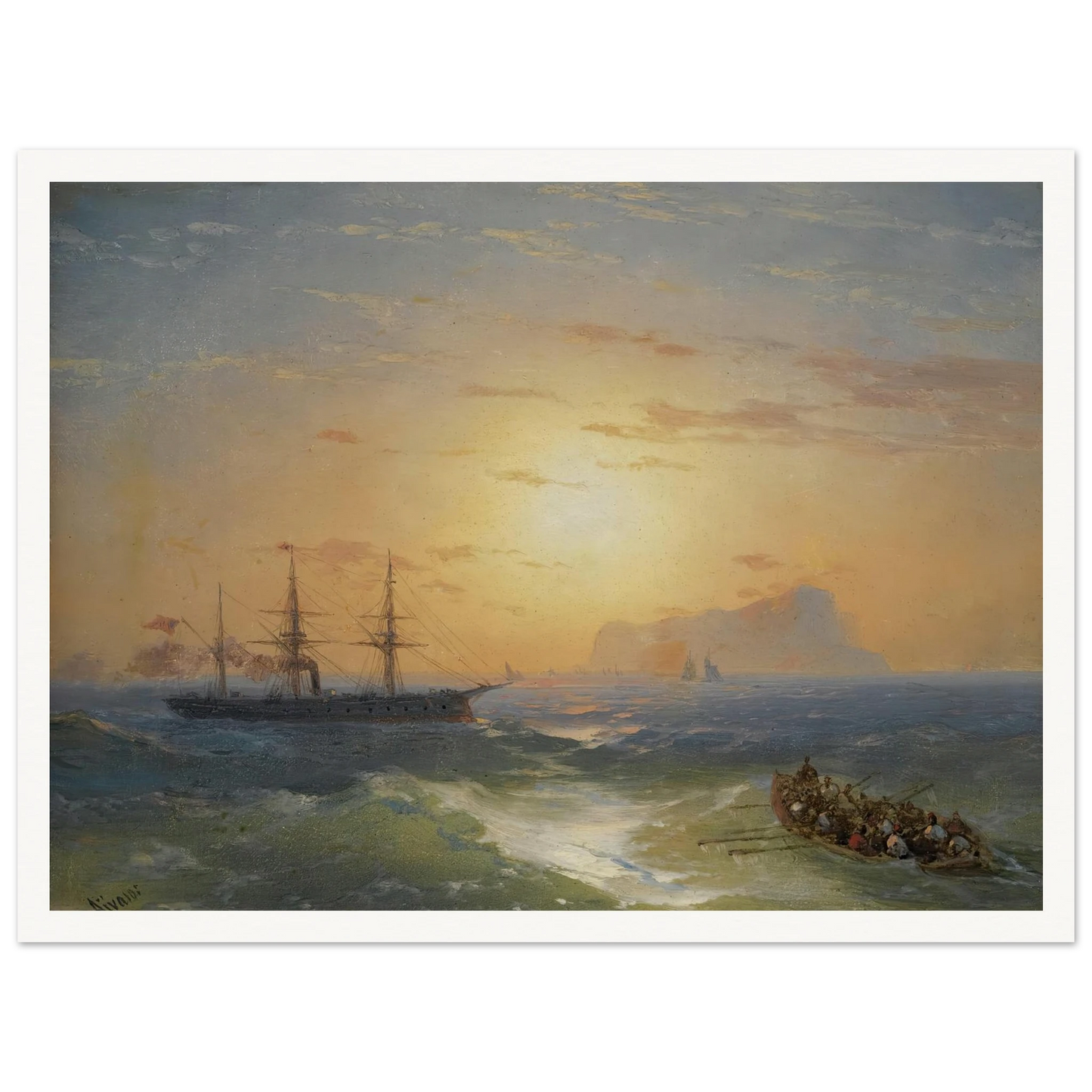 Shipping Off Ischia Art Print | Ivan Konstantinovich Aivazovsky - Framed Poster - 30x40 cm / 12x16″ - Black frame