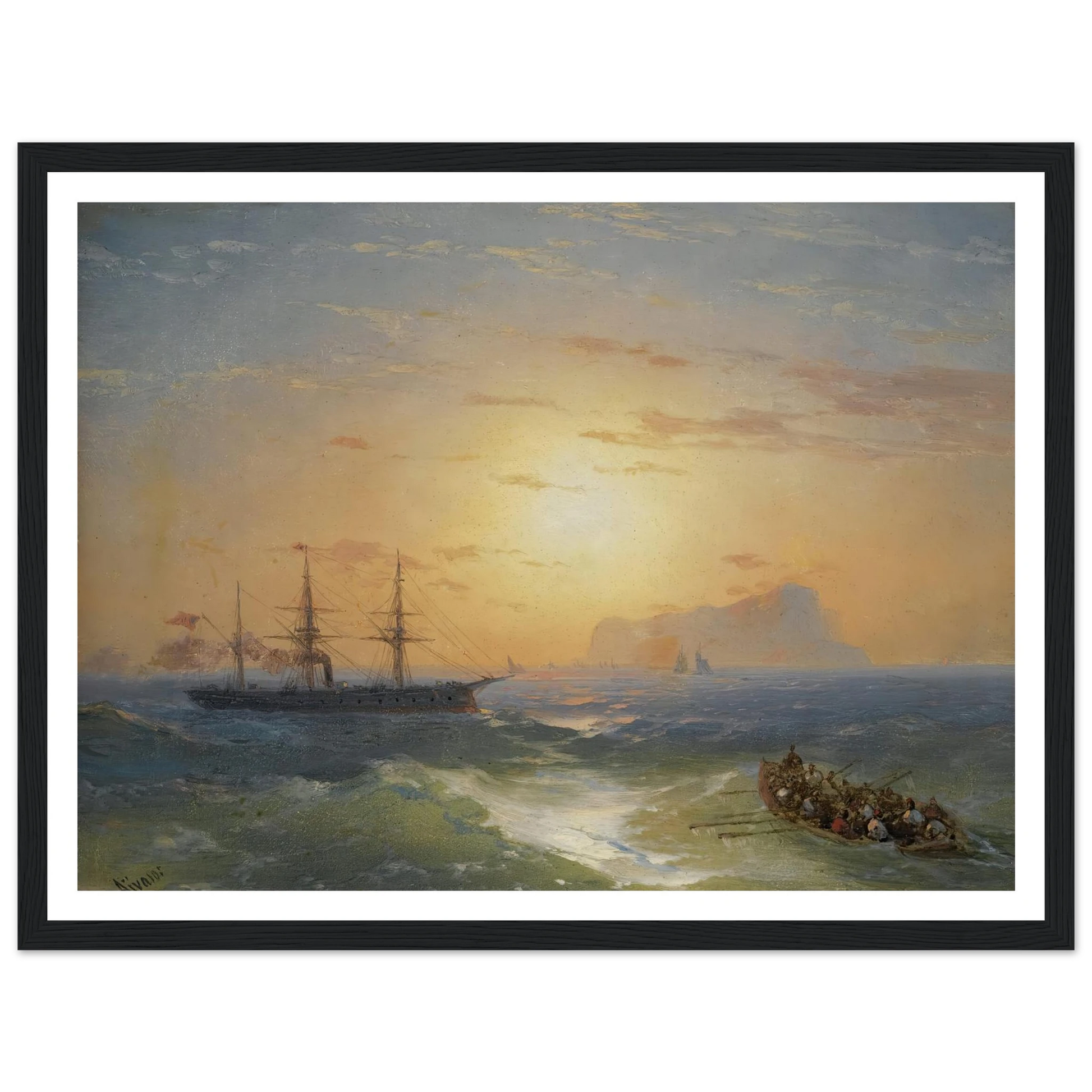 Shipping Off Ischia Art Print | Ivan Konstantinovich Aivazovsky - Framed Poster - 30x40 cm / 12x16″ - Black frame