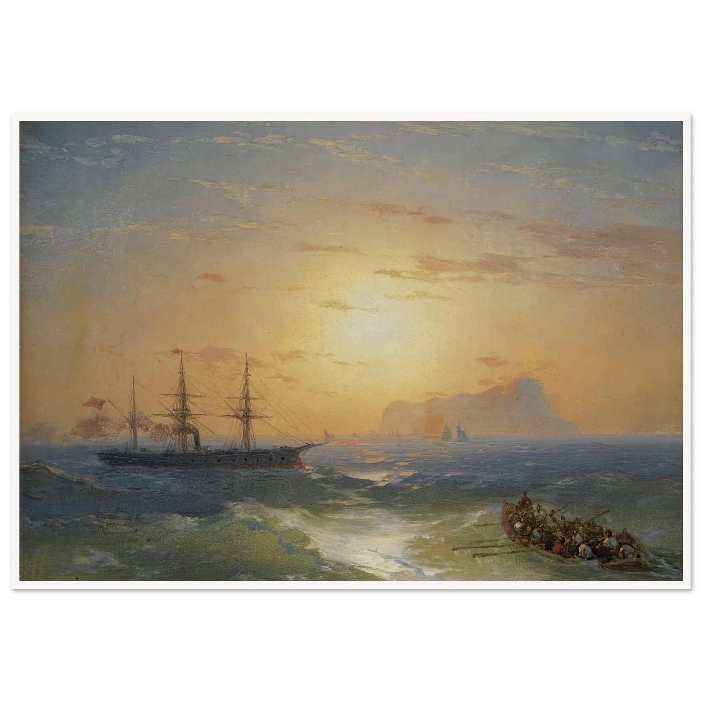 Shipping Off Ischia Art Print | Ivan Konstantinovich Aivazovsky - Framed Poster - 30x40 cm / 12x16″ - Black frame