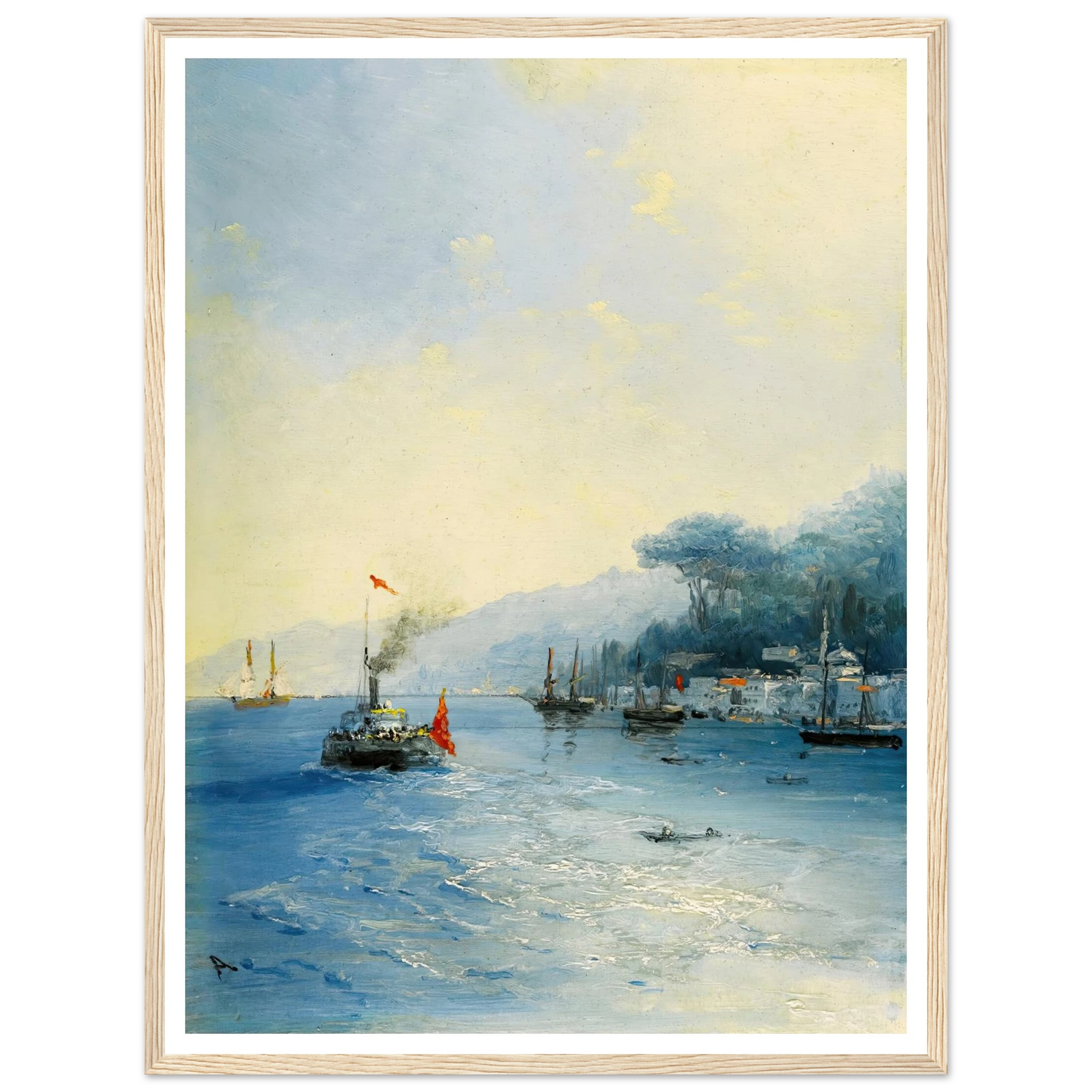 Shipping On The Bosphorus, Constantinople (1900) Art Print | Ivan Konstantinovich Aivazovsky - Framed Poster - 30x40 cm / 12x16″ - Black frame