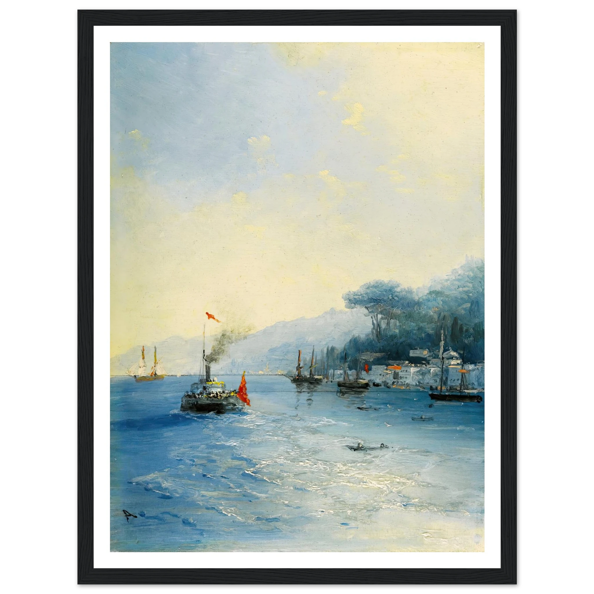 Shipping On The Bosphorus, Constantinople (1900) Art Print | Ivan Konstantinovich Aivazovsky - Framed Poster - 30x40 cm / 12x16″ - Black frame