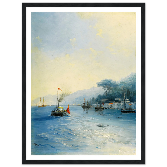 Shipping On The Bosphorus, Constantinople (1900) Art Print | Ivan Konstantinovich Aivazovsky - Framed Poster - 30x40 cm / 12x16″ - Black frame