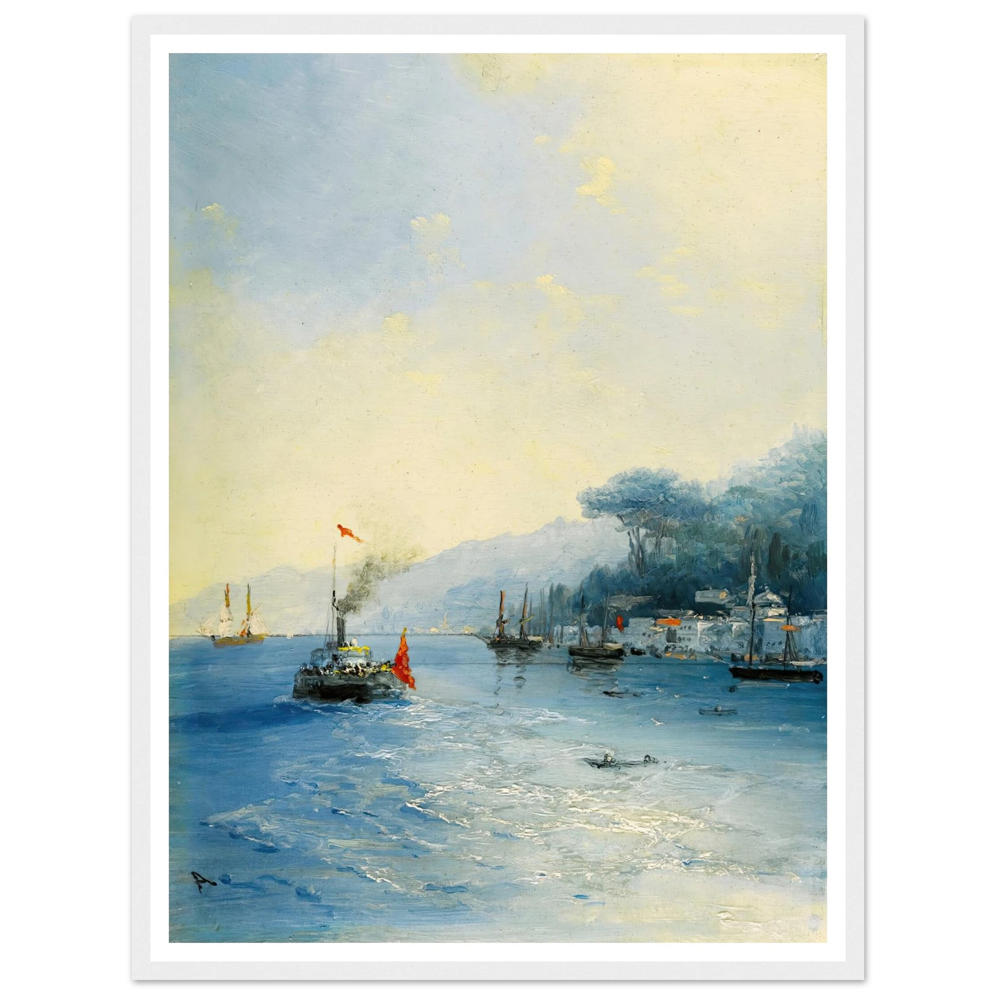 Shipping On The Bosphorus, Constantinople (1900) Art Print | Ivan Konstantinovich Aivazovsky - Framed Poster - 30x40 cm / 12x16″ - Black frame