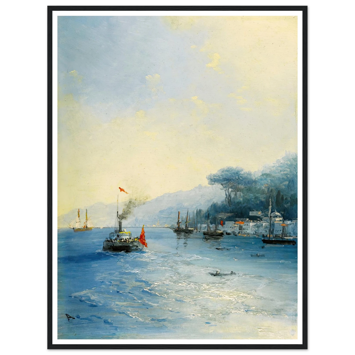 Shipping On The Bosphorus, Constantinople (1900) Art Print | Ivan Konstantinovich Aivazovsky - Framed Poster - 30x40 cm / 12x16″ - Black frame