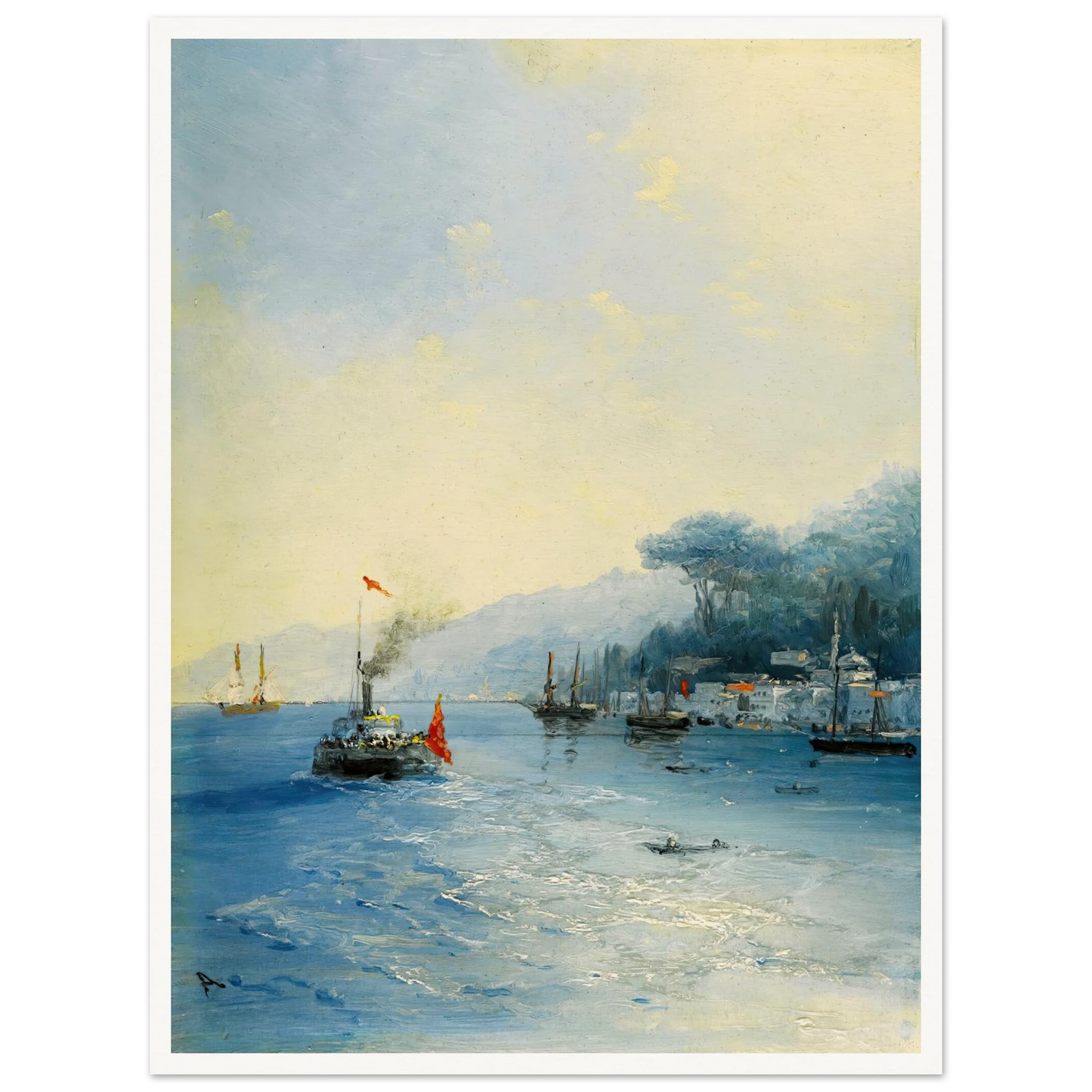 Shipping On The Bosphorus, Constantinople (1900) Art Print | Ivan Konstantinovich Aivazovsky - Framed Poster - 30x40 cm / 12x16″ - Black frame